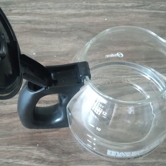 Vintage Oster 12 Cup Glass Coffee Pot Carafe Black Lid & Handle, Winter Like New - Picture 2 of 6